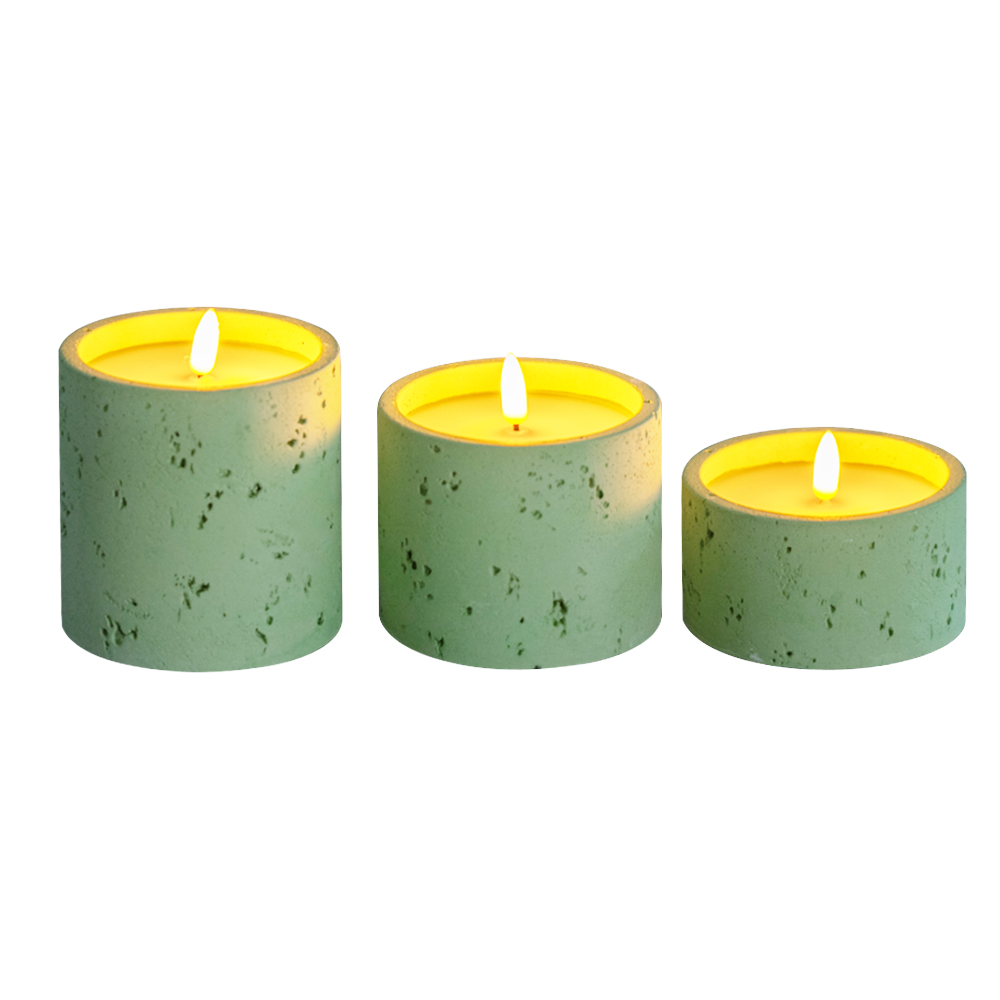 LED a batteria 3D a batteria elettronica a superficie naturale cemento Candela in cemento