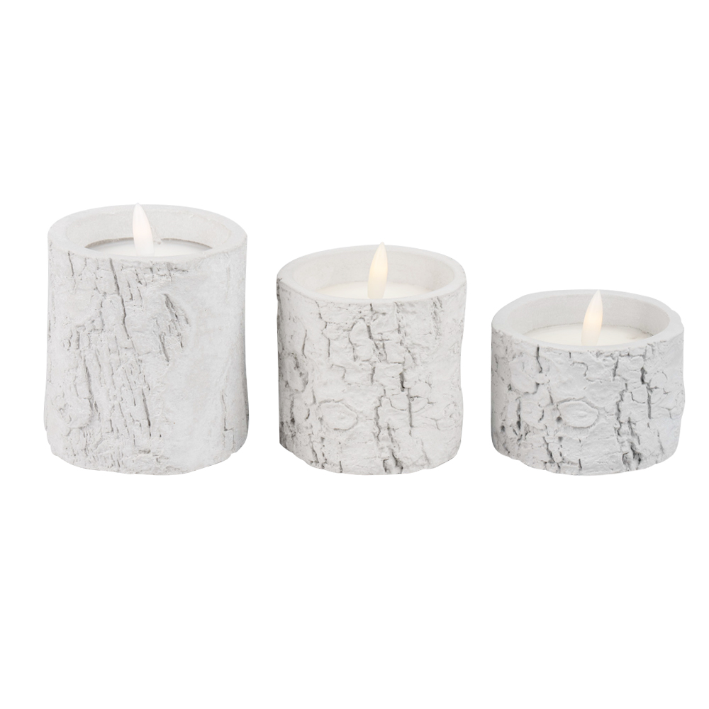 LED Flameless 3D Cement Cera di cera vera Candela gestita